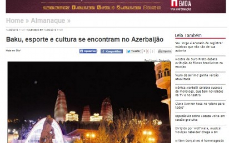 Brazil’s Hoje em dia newspaper publishes article on Azerbaijan